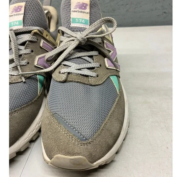 New Balance Women's 9 574 Sport Fresh Foam Grey Purple Teal Sneakers Running - Picture 9 of 16